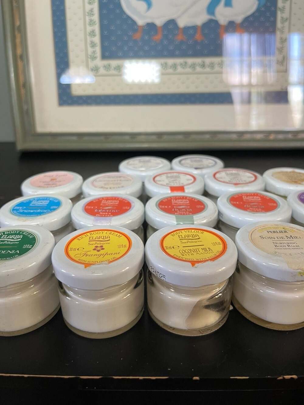 Lot of 17 Perlier Elariia San Pellegrino Body Cream Mini Jars 1.0oz